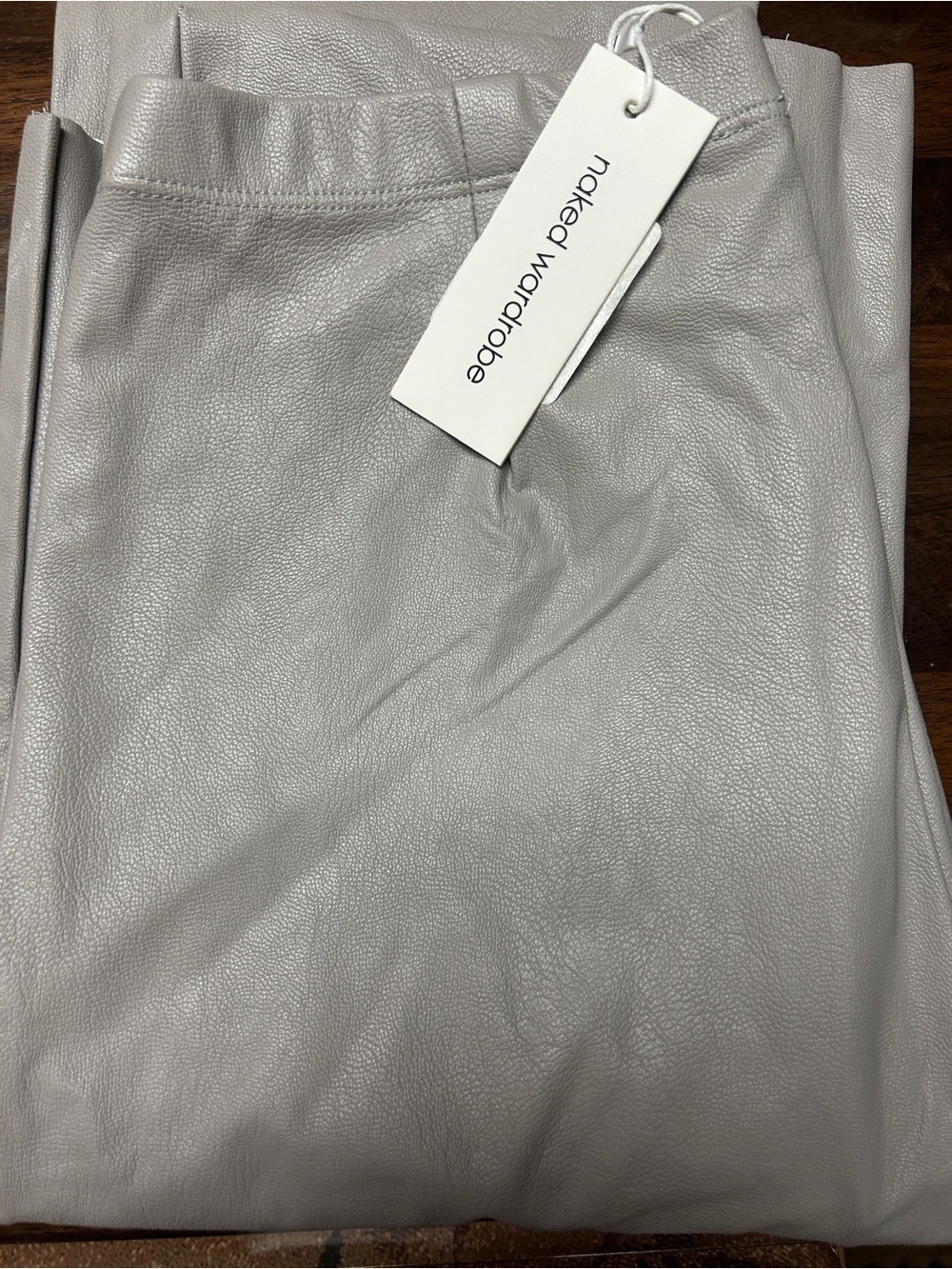 BNWT- naked wardrobe Light Gray Straight-Leg Leather Pants size Small